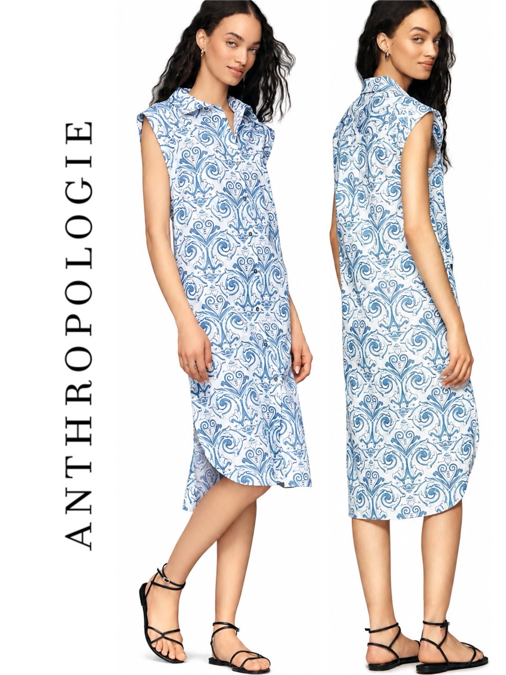 Anthropologie Lillian Button-Front Midi Dress by Maeve